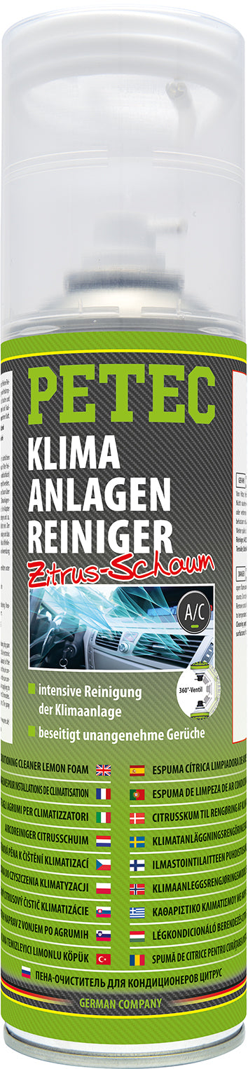 PETEC Klimaanlagenreiniger Spray, Zitrus-Schaum - 500 ml