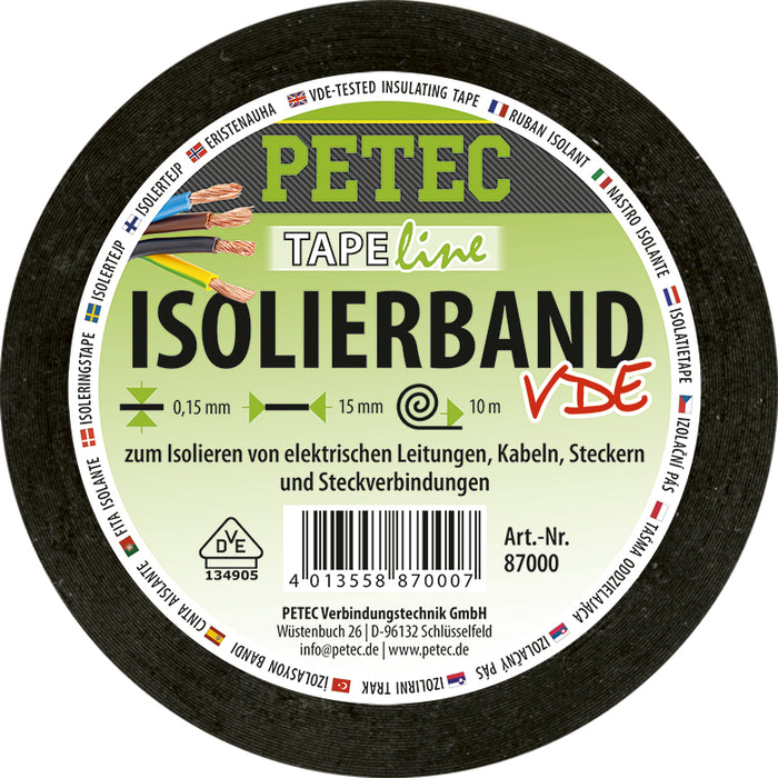 PETEC Isolierband - 10m x 15mm x 0,15mm Rolle