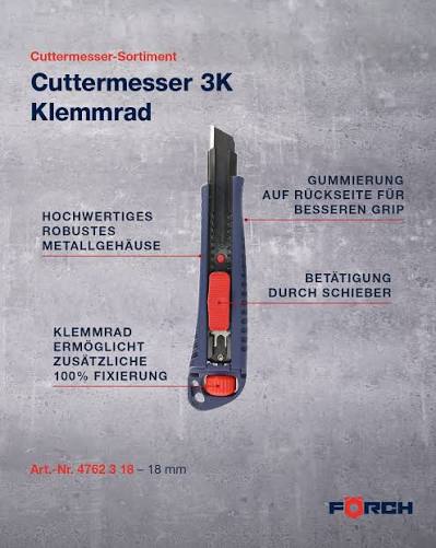 Förch Cuttermesser 2K 18 mm Klemmrad